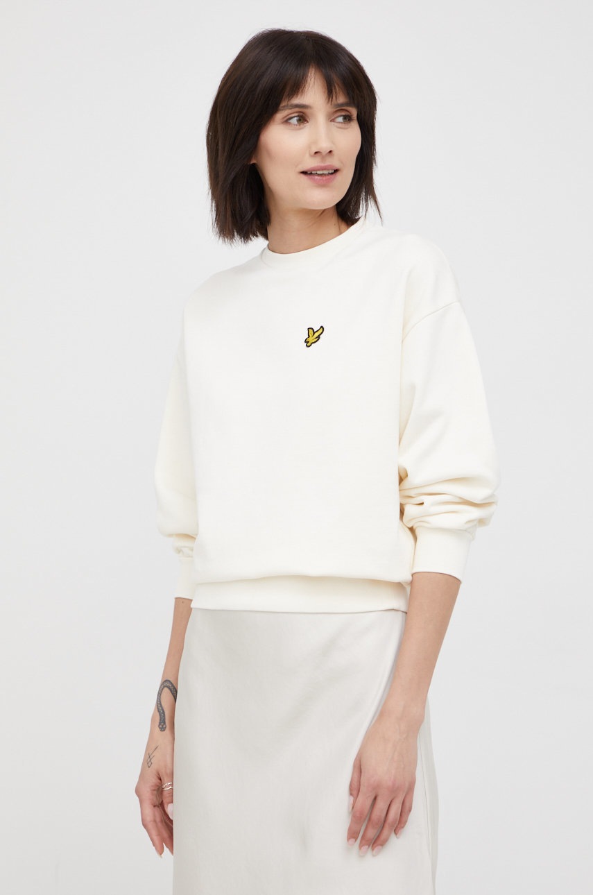 

Хлопковая кофта Lyle & Scott женская цвет бежевый однотонная