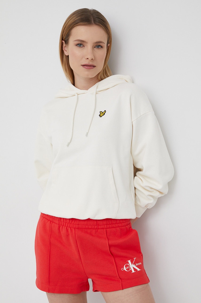 

Хлопковая кофта Lyle & Scott женская цвет бежевый однотонная