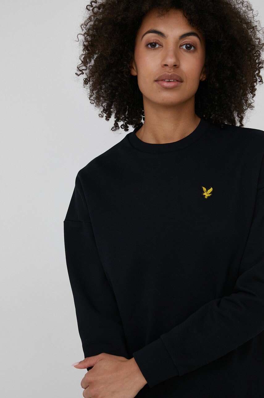 

Суичър Lyle & Scott дамска в черно с изчистен дизайн, Черен
