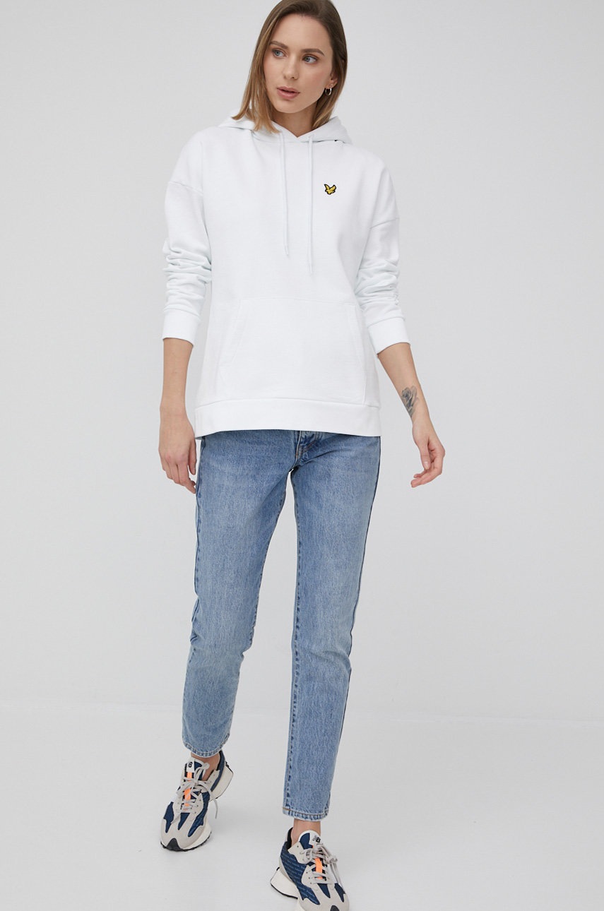 

Хлопковая кофта Lyle & Scott женская цвет белый однотонная