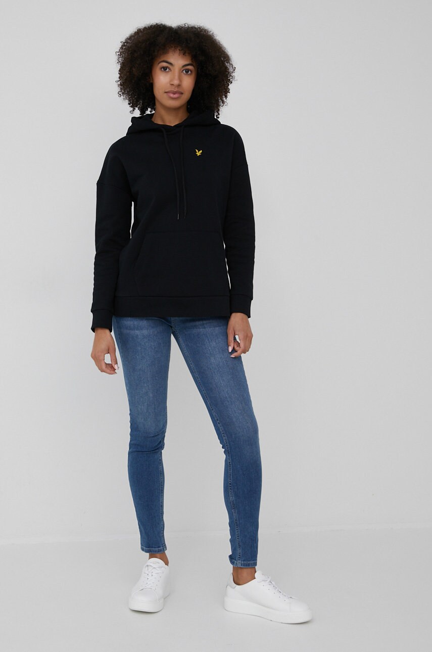 

Хлопковая кофта Lyle & Scott женская цвет чёрный однотонная