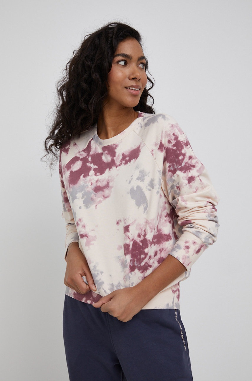 

Суичър United Colors of Benetton дамска в розово с десен, Розов