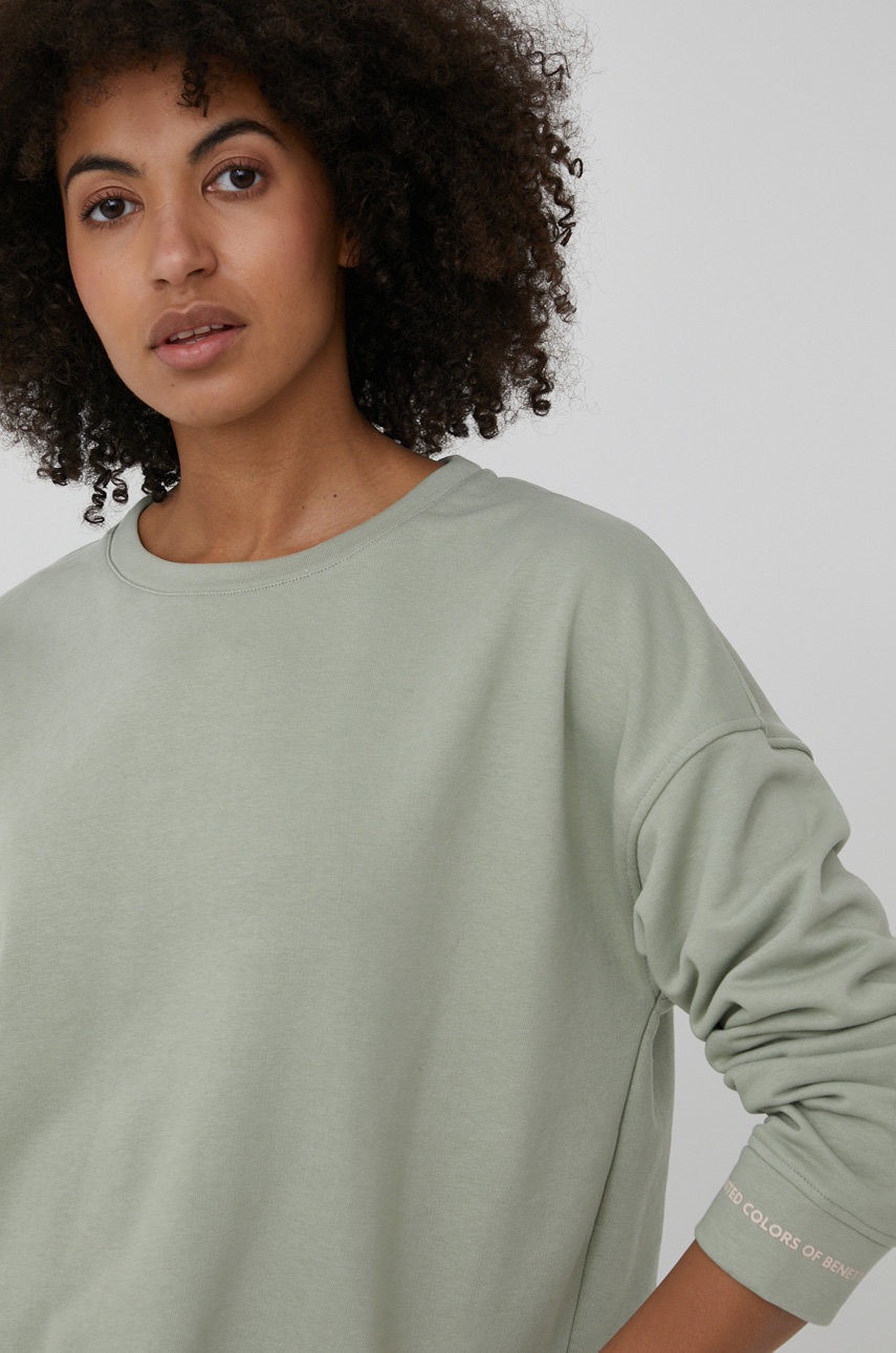 

Суичър United Colors of Benetton дамска в зелено с изчистен дизайн, Зелен