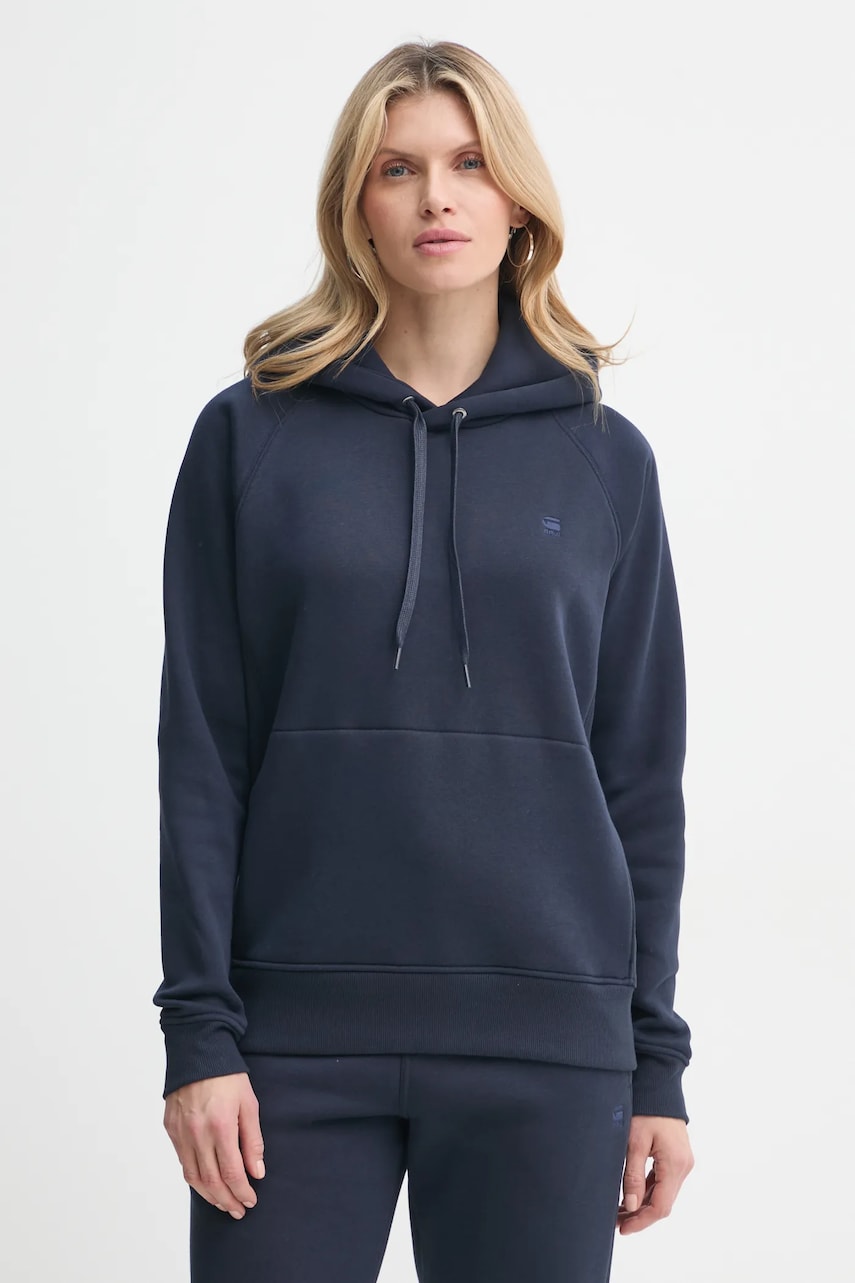 G-Star Raw bluza femei, culoarea albastru marin, cu glugă, neted, D21255-C235 G-Star Raw bluza femei, culoarea albastru marin, cu glugă, neted, D21255-C235