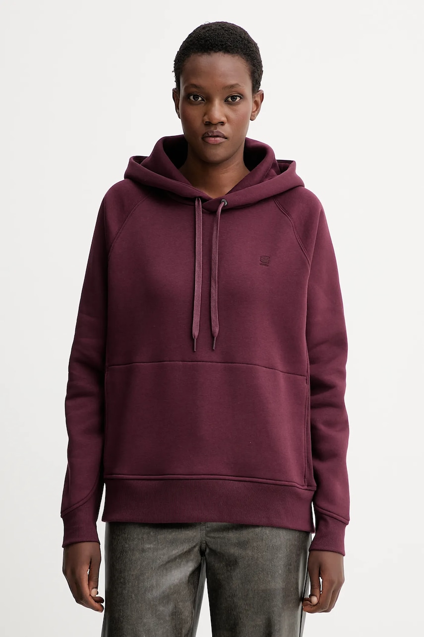G-Star Raw bluza damska kolor bordowy z kapturem gładka D21255-C235