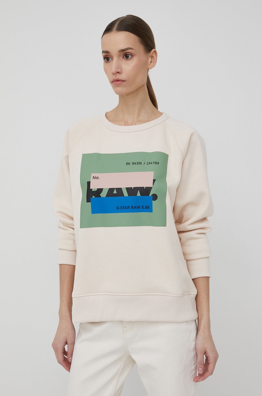 

Кофта G-Star Raw жіноча колір бежевий з принтом