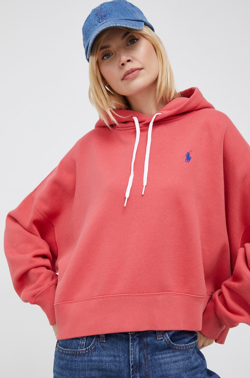 

Суичър Polo Ralph Lauren в червено с качулка с изчистен дизайн, Червен