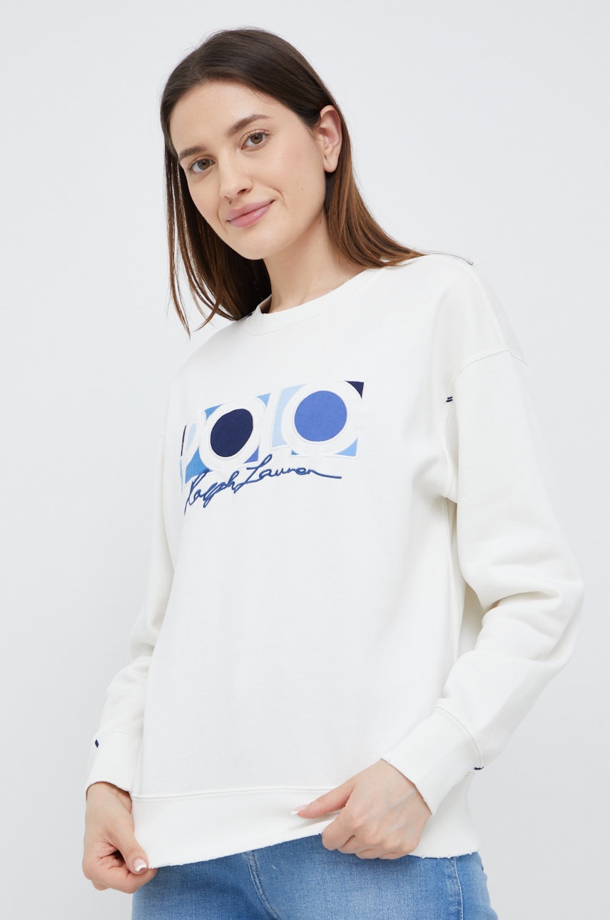 

Суичър Polo Ralph Lauren в бяло с апликация, Бял