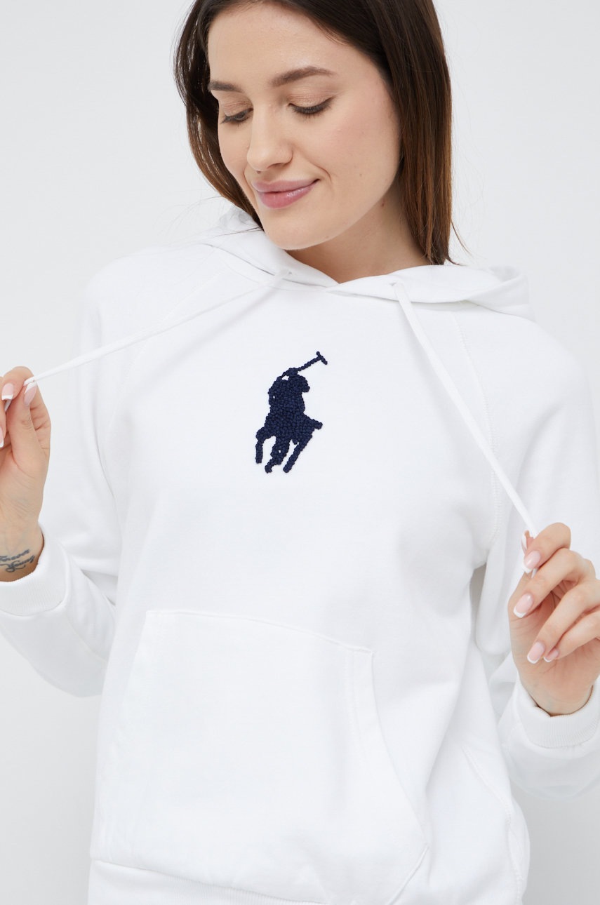 

Памучен суичър Polo Ralph Lauren в бяло с апликация, Бял