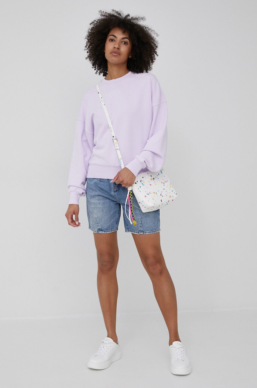 United colors of benetton hanorac de bumbac femei, culoarea violet, neted