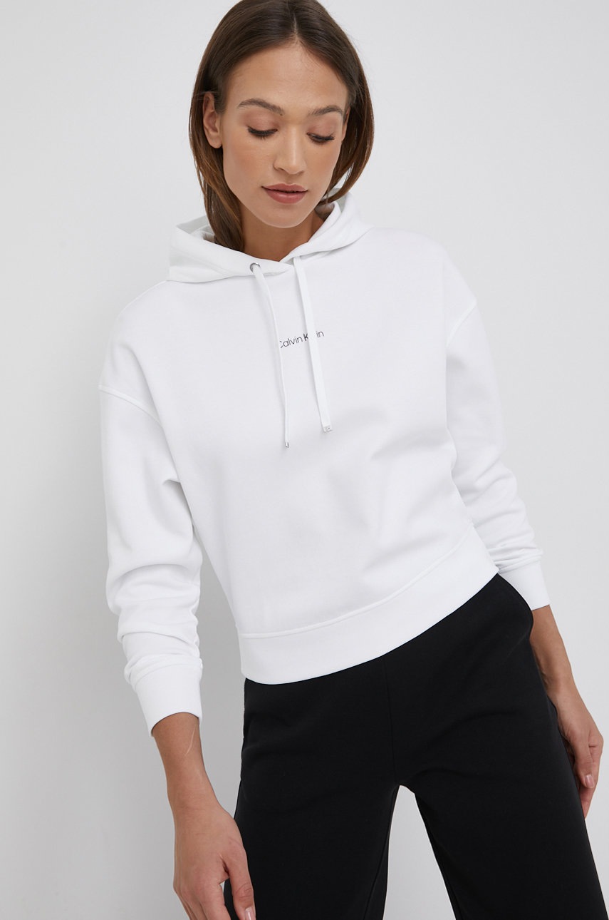

Суичър Calvin Klein дамска в бяло с принт, Бял