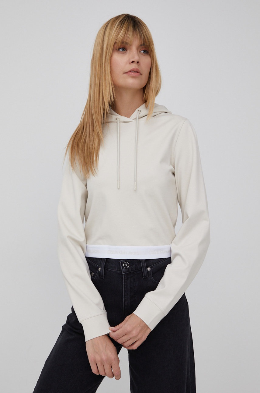 

Суичър Calvin Klein Jeans дамска в бежово с изчистен дизайн, Бежов