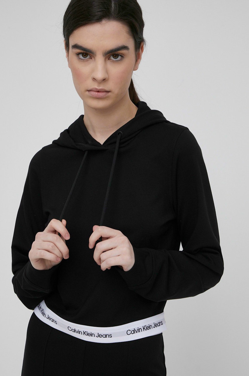 

Суичър Calvin Klein Jeans дамска в черно с изчистен дизайн, Черен