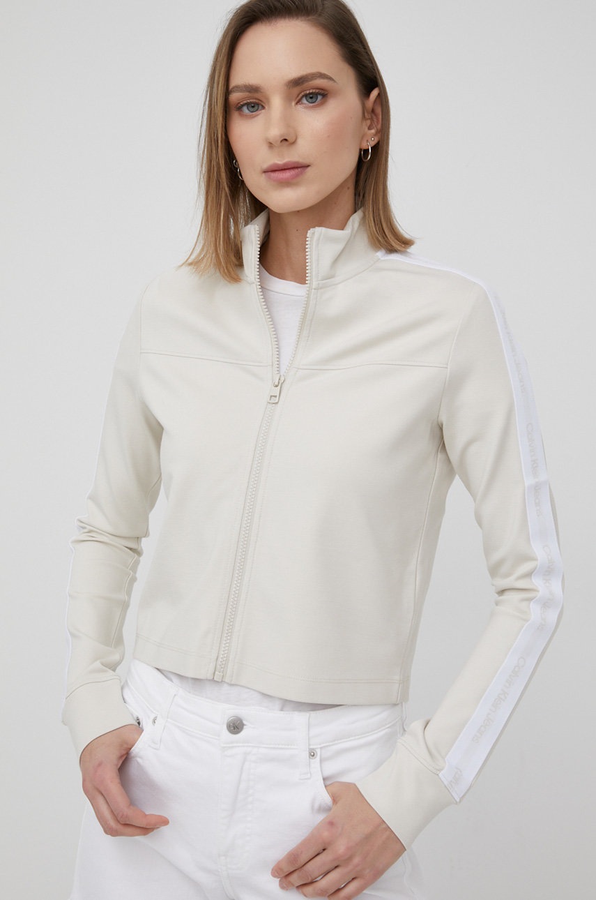 

Суичър Calvin Klein Jeans дамска в бежово с апликация, Бежов