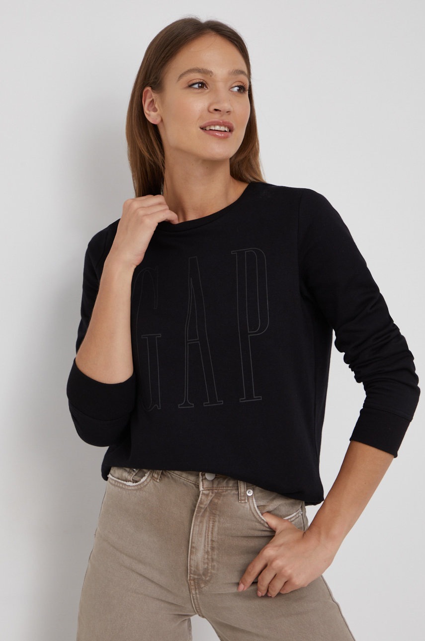 

Суичър GAP в черно с изчистен дизайн, Черен