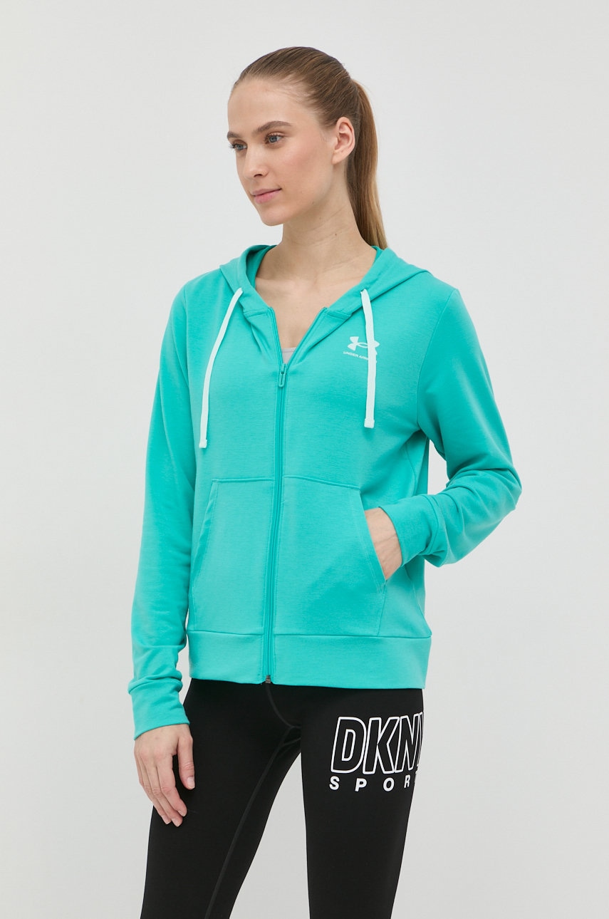 Levně Mikina Under Armour 1369853 dámská, zelená barva, s potiskem