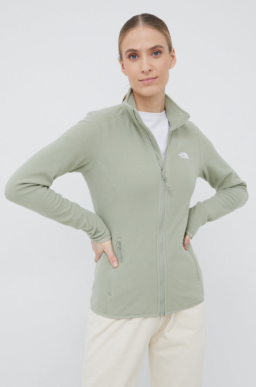 

Спортен суичър The North Face 100 Glacier в зелено с изчистен дизайн, Зелен