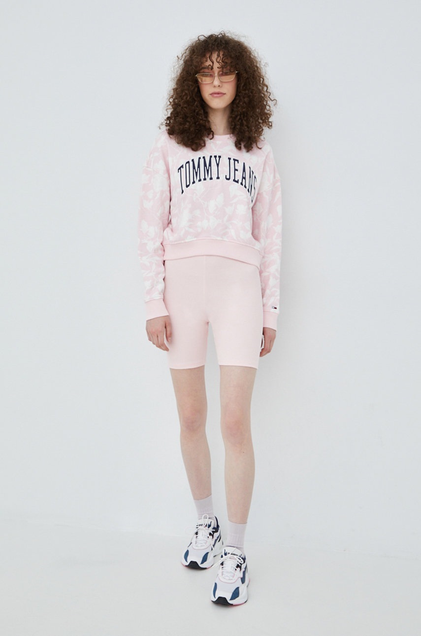 

Кофта Tommy Jeans женская цвет розовый с аппликацией