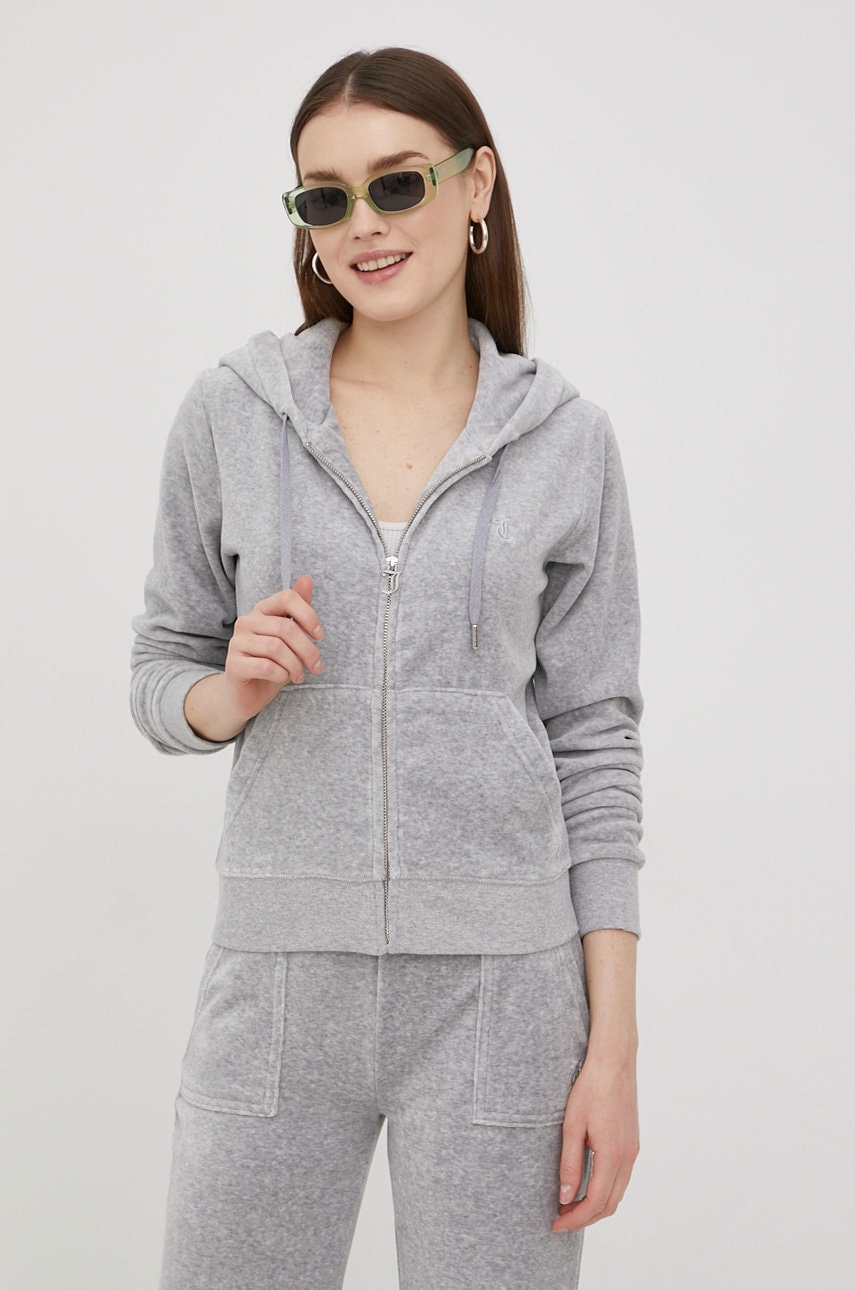 Juicy Couture bluza femei, culoarea gri, melanj