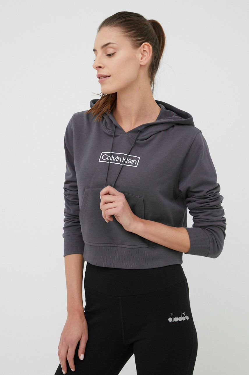

Спортен суичър Calvin Klein Performance This Is Love в сиво с принт, Сив