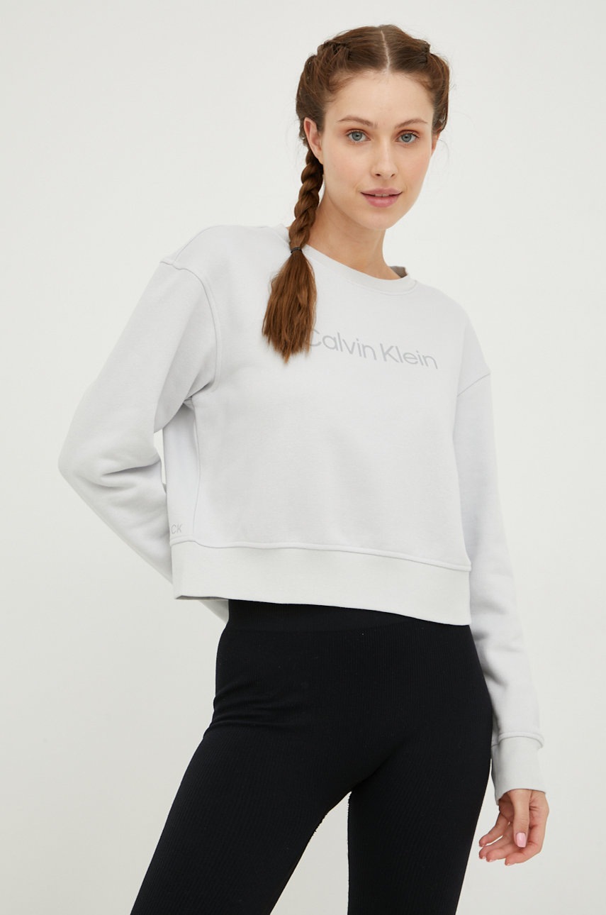 

Спортен суичър Calvin Klein Performance Ck Essentials в сиво с принт, Сив