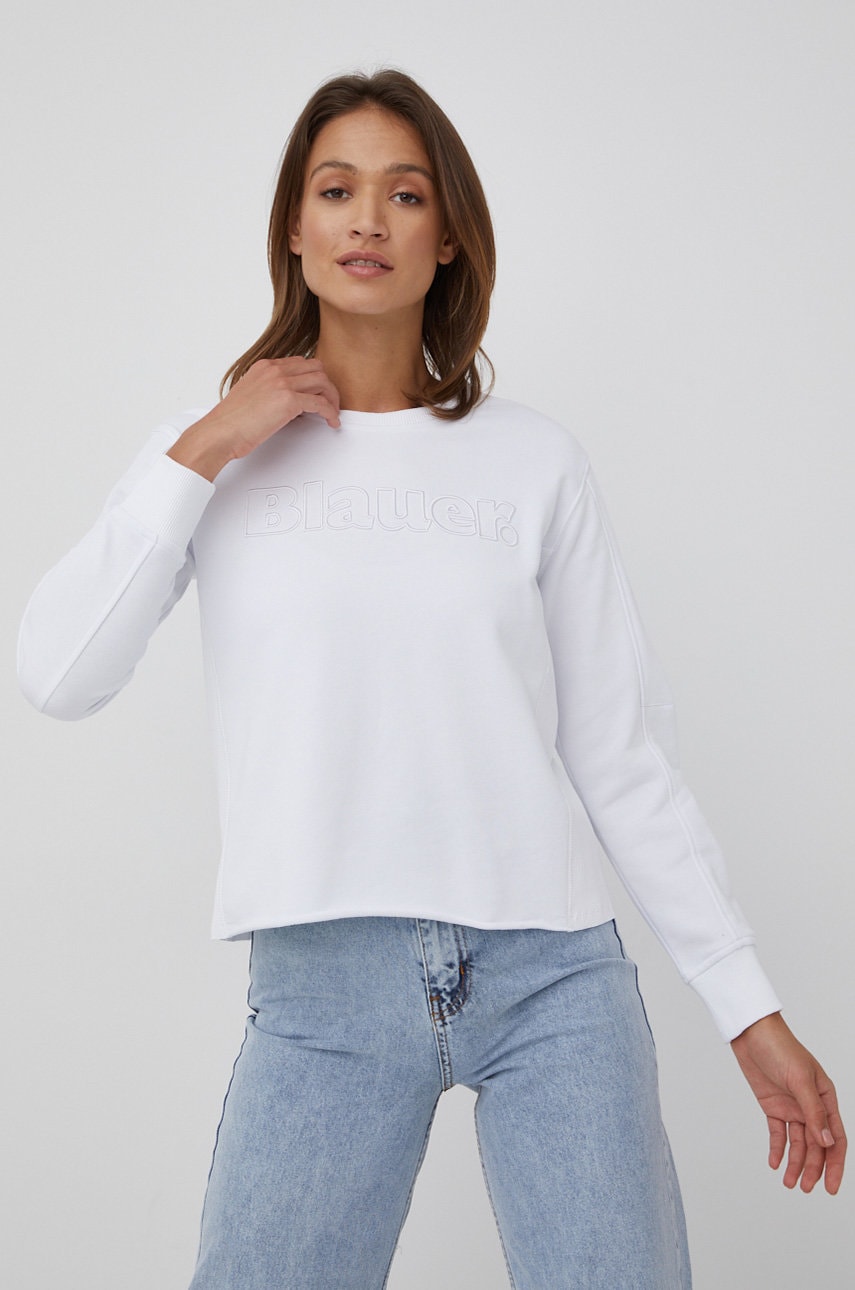 Blauer bluza femei, culoarea alb, neted