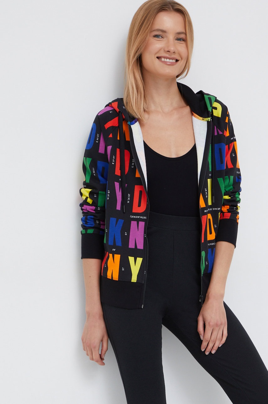 

Суичър Dkny в черно с десен, Черен
