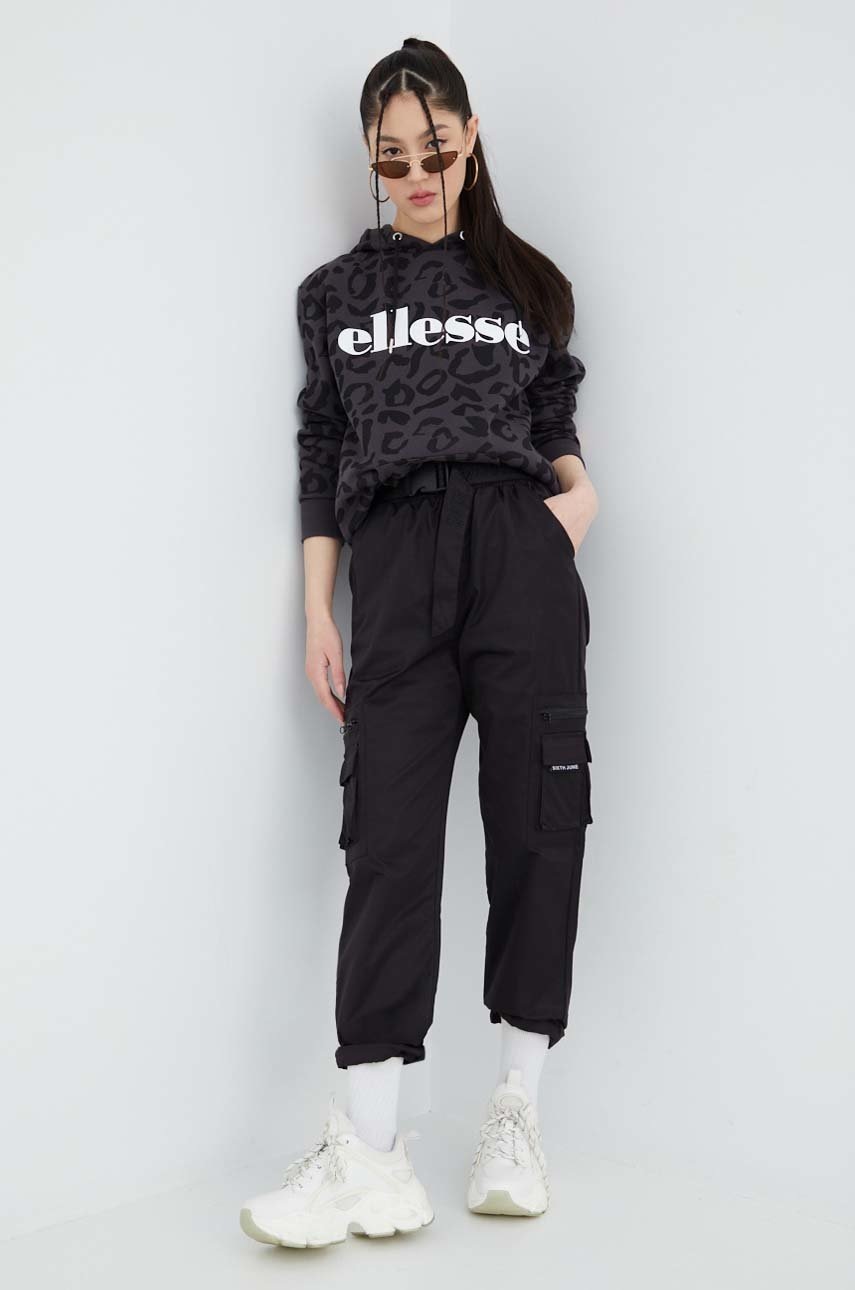 

Кофта Ellesse жіноча колір чорний з принтом