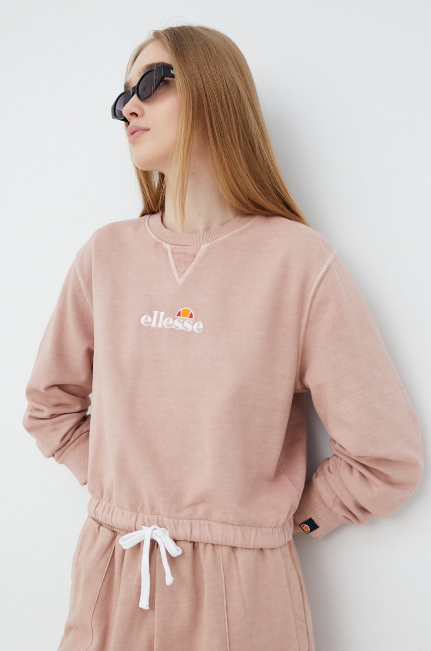 E-shop Bavlněná mikina Ellesse dámská, růžová barva, s aplikací, SGM14011-PINK