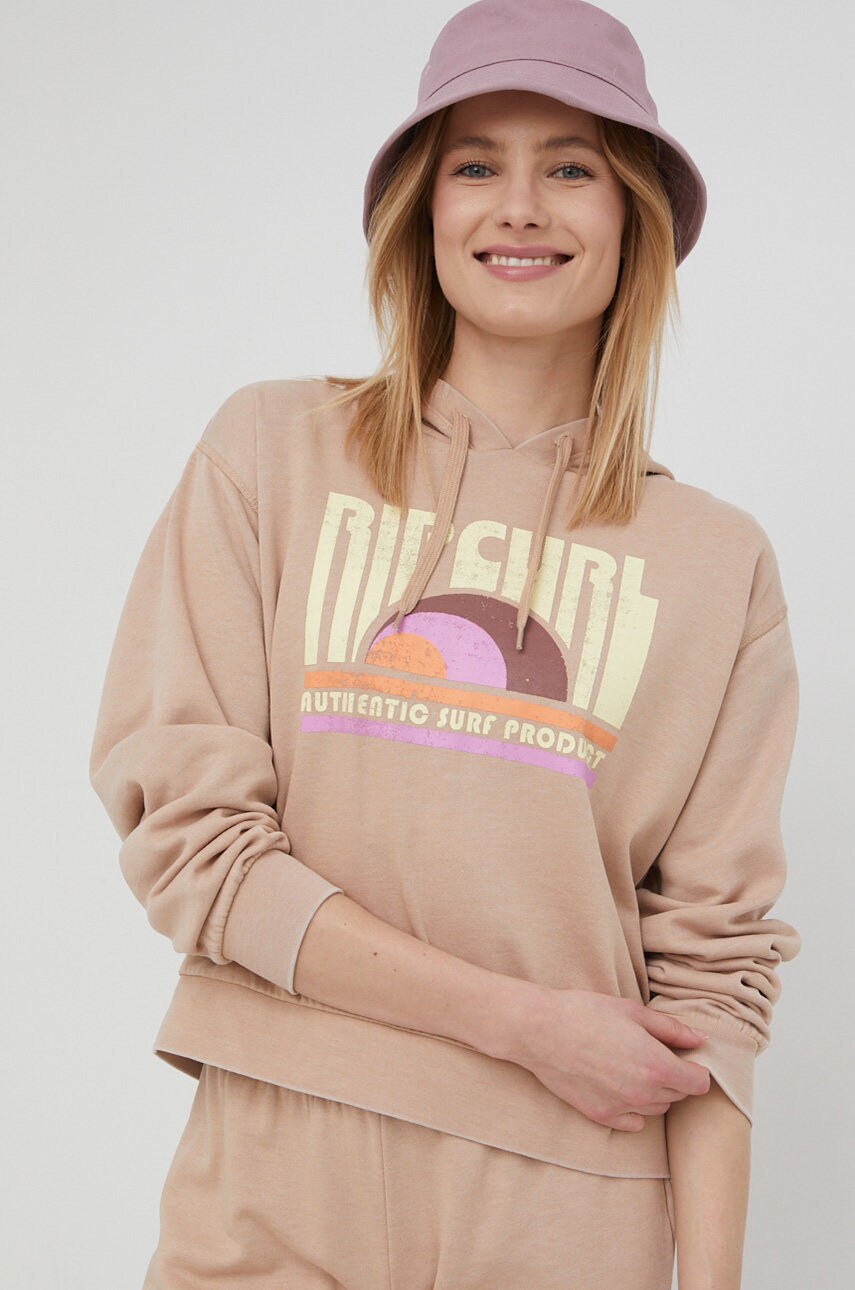 Rip curl bluza femei, culoarea bej, cu imprimeu