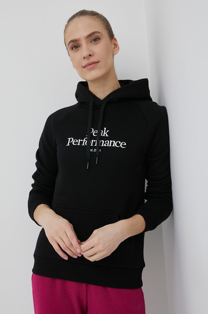 

Суичър Peak Performance дамска в черно с апликация, Черен