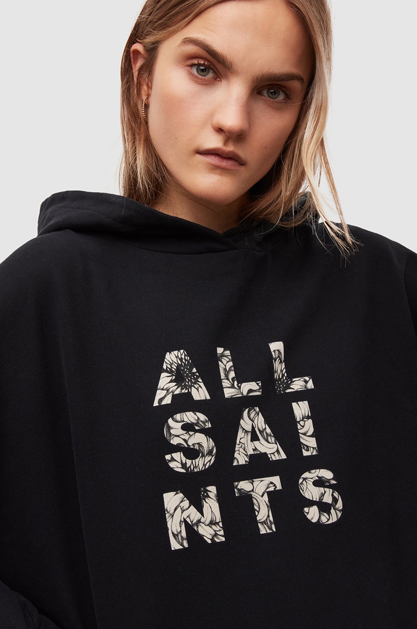 

Бавовняна кофта AllSaints жіноча колір чорний з принтом