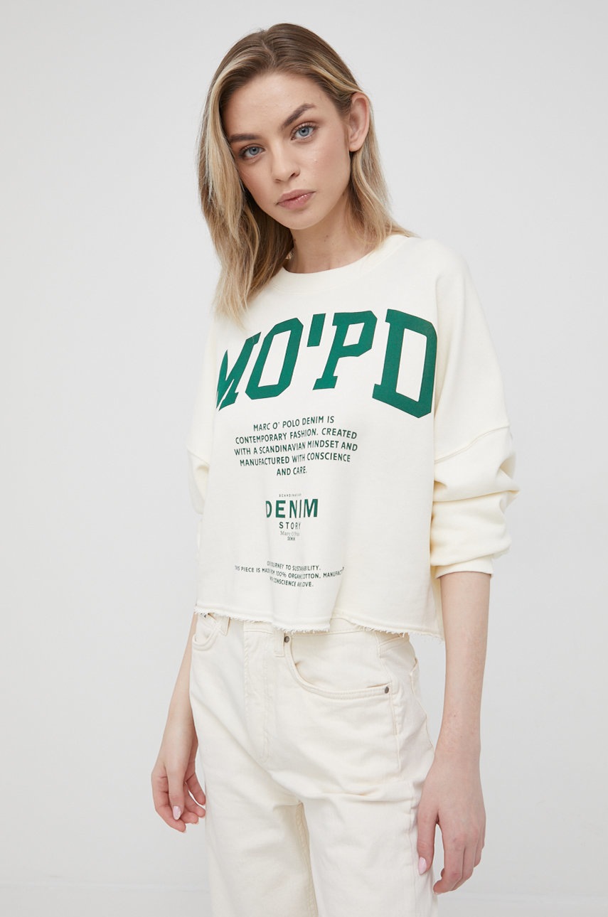 

Памучен суичър Marc O'Polo Denim дамски в бежово с принт, Бежов