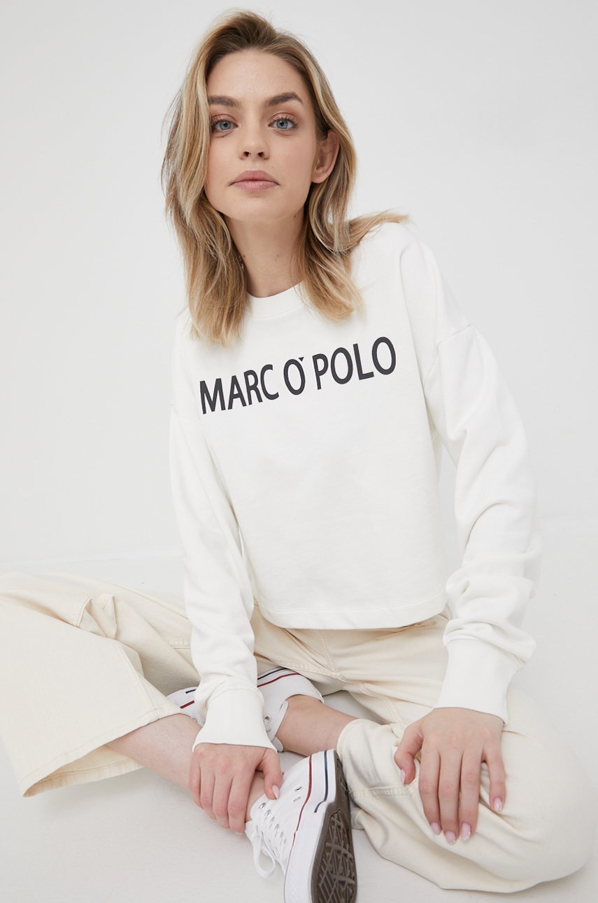 

Памучен суичър Marc O'Polo дамска в бяло с принт, Бял