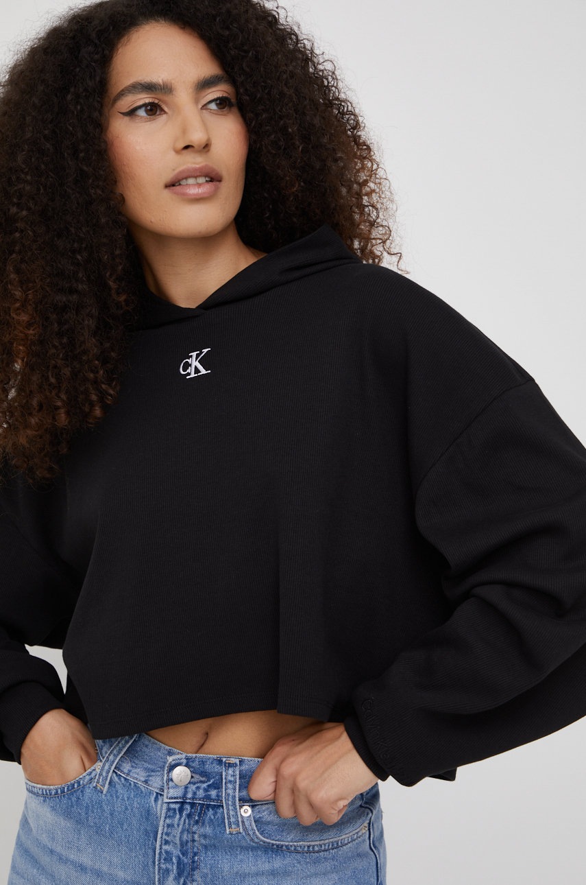 

Суичър Calvin Klein Jeans в черно с изчистен дизайн, Черен