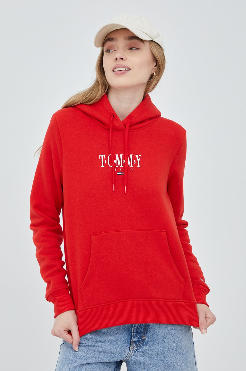 

Суичър Tommy Jeans в червено с принт, Червен