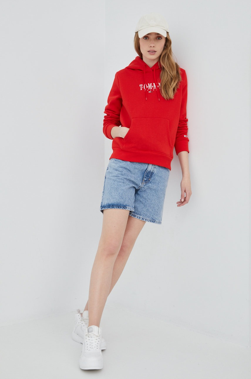 

Кофта Tommy Jeans женская цвет красный с принтом