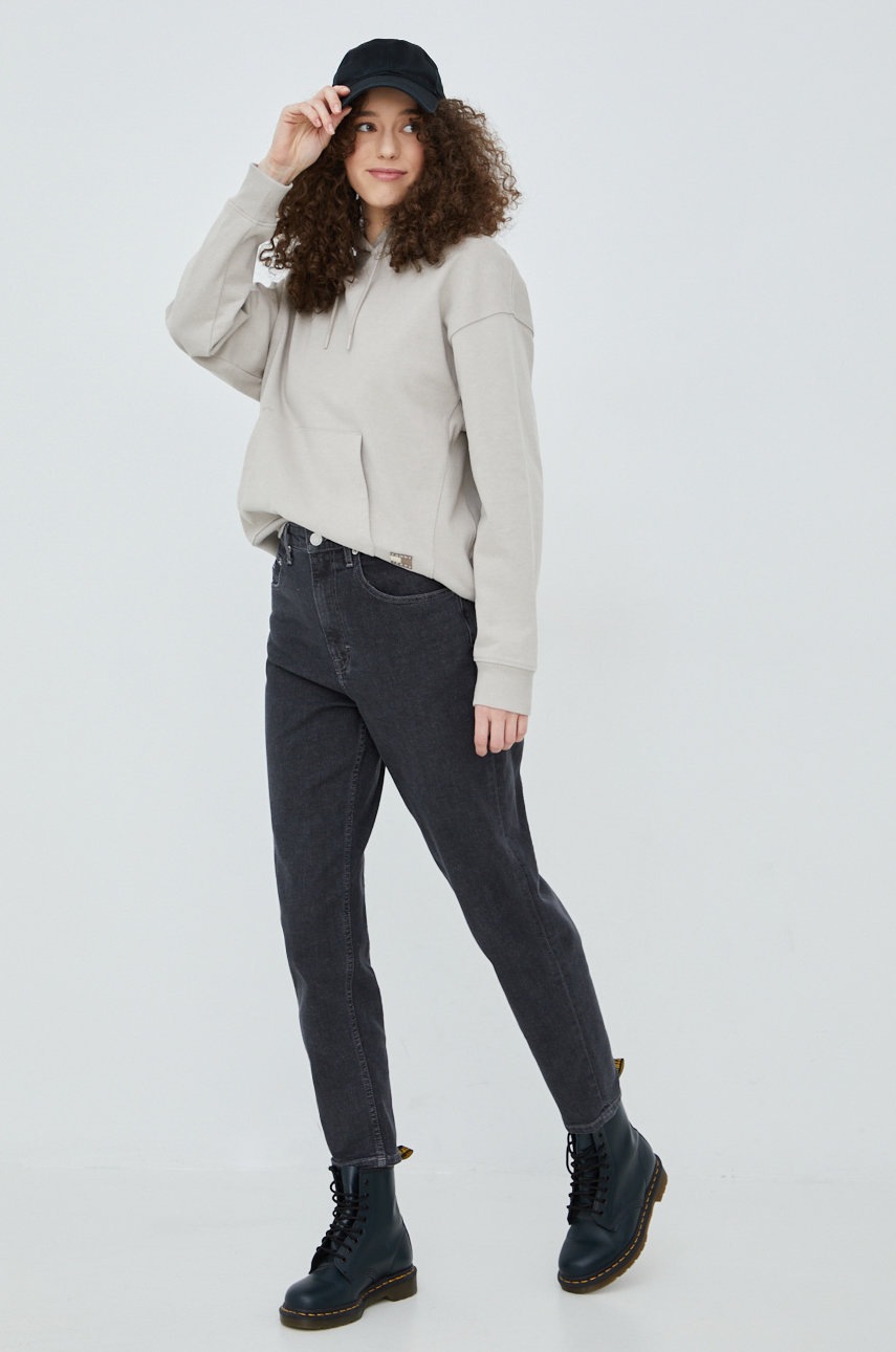 

Хлопковая кофта Tommy Jeans женская цвет бежевый однотонная