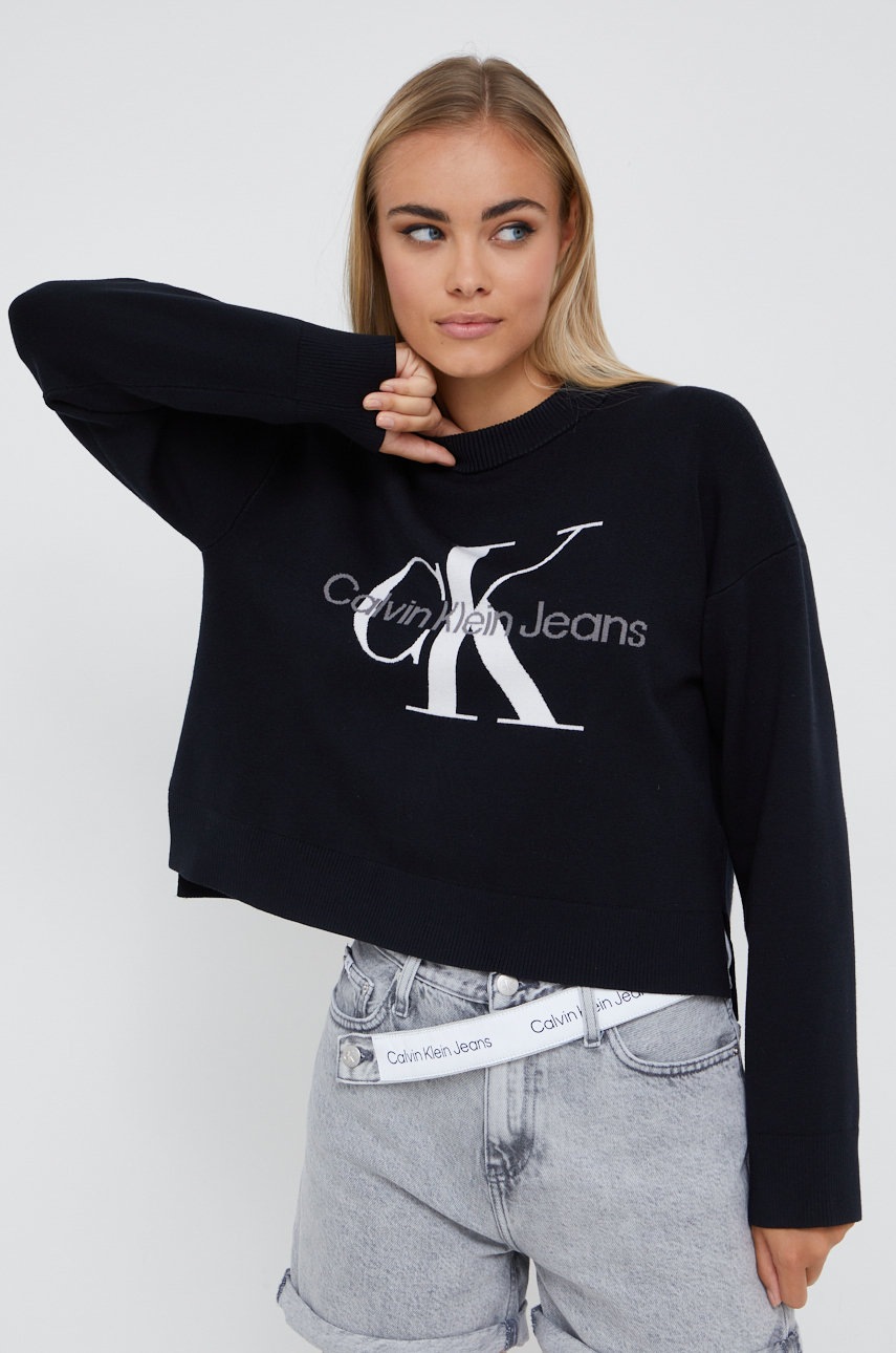 

Пуловер Calvin Klein Jeans дамски в черно, Черен