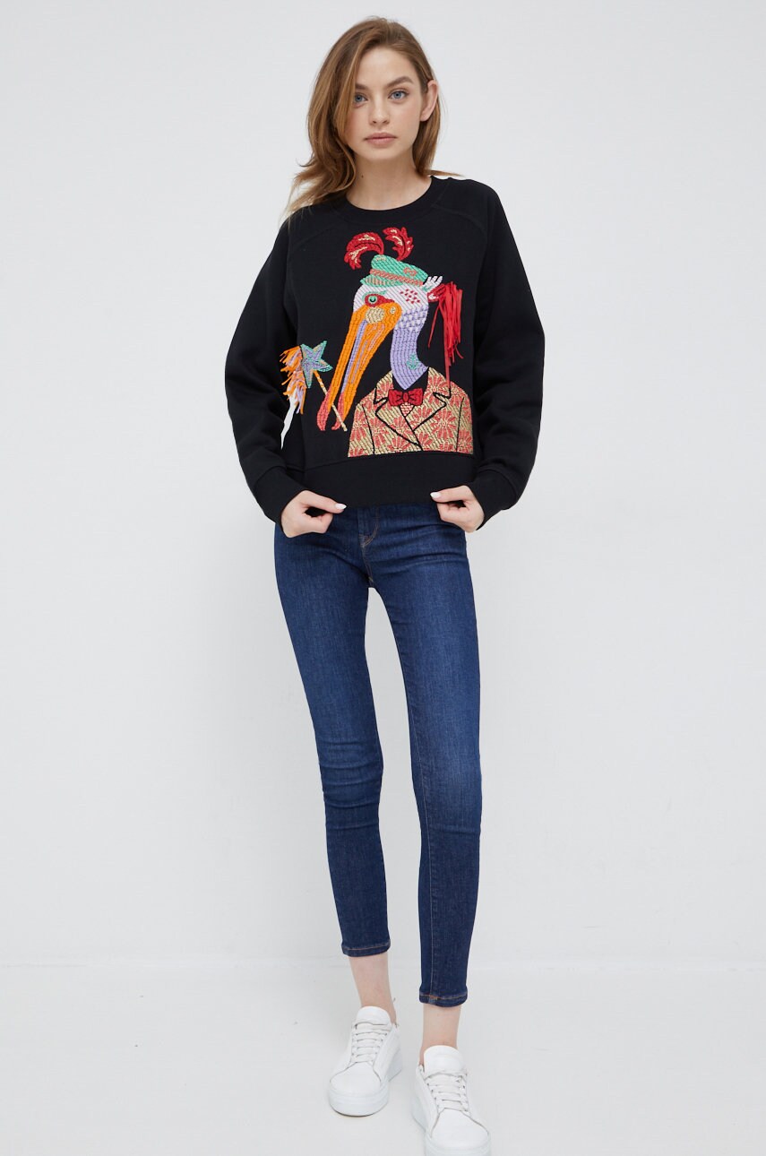 

Кофта Desigual женская цвет чёрный с аппликацией