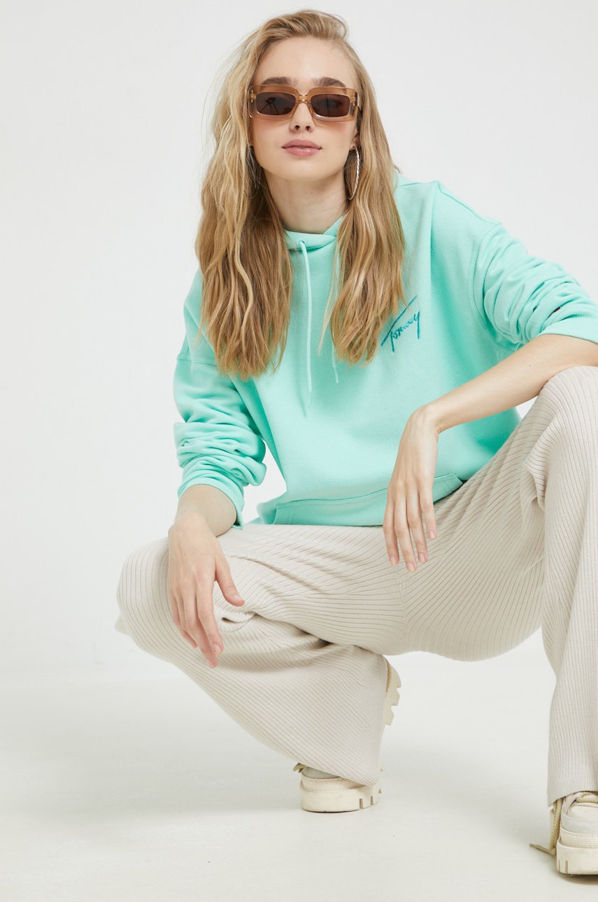 

Суичър Tommy Jeans в тюркоазено с апликация, Тюркоазен