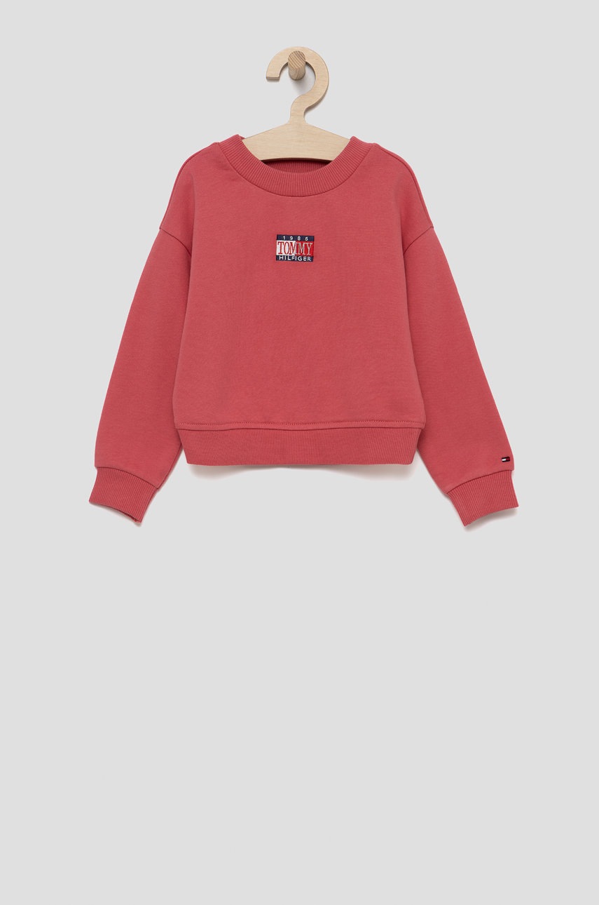 

Детски памучен суичър Tommy Hilfiger в лилаво с апликация, Виолетов