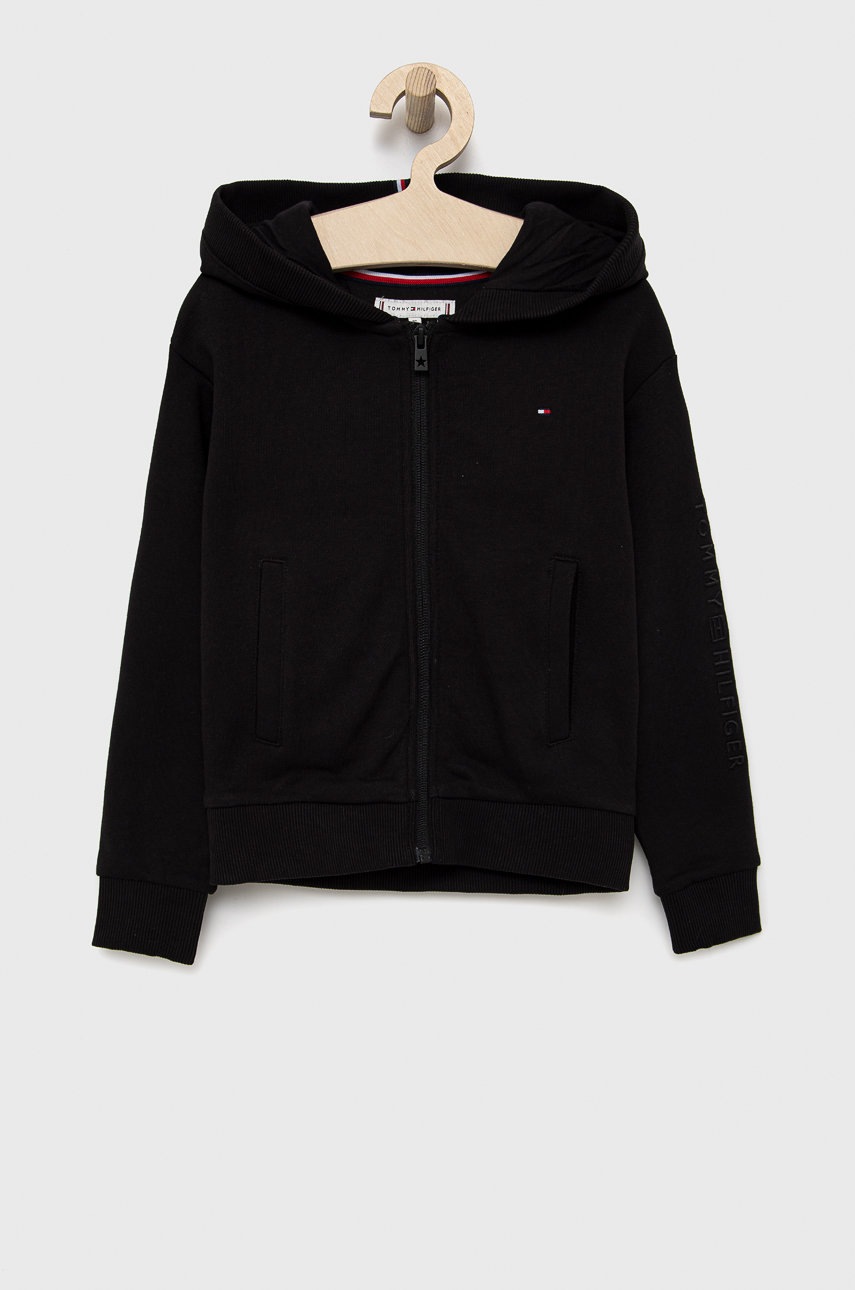 

Детски памучен суичър Tommy Hilfiger в черно с изчистен дизайн, Черен