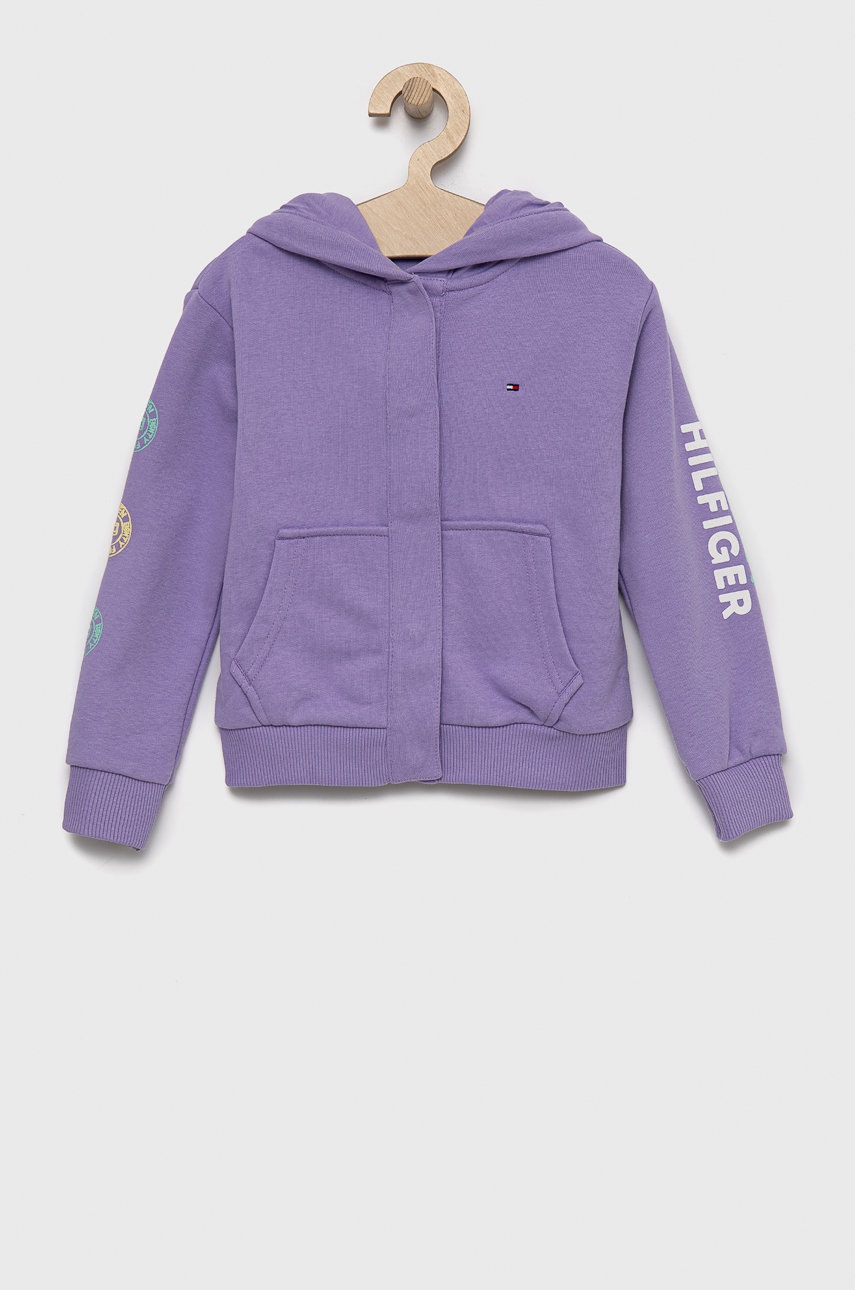 

Детски суичър Tommy Hilfiger в лилаво с принт, Виолетов