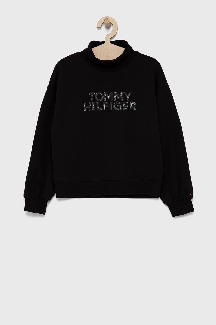 

Детски суичър Tommy Hilfiger в черно с изчистен дизайн, Черен