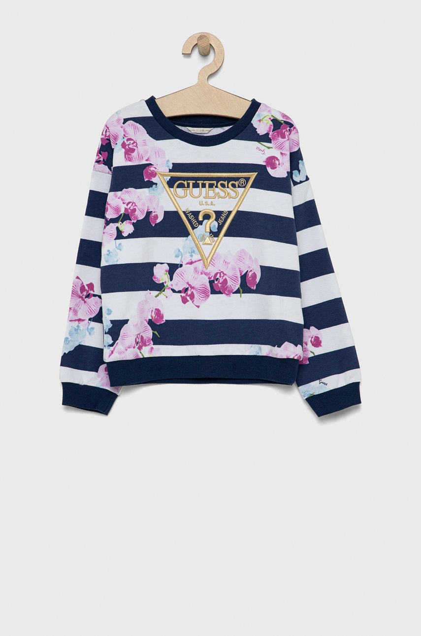 

Детски памучен суичър Guess с апликация, Син