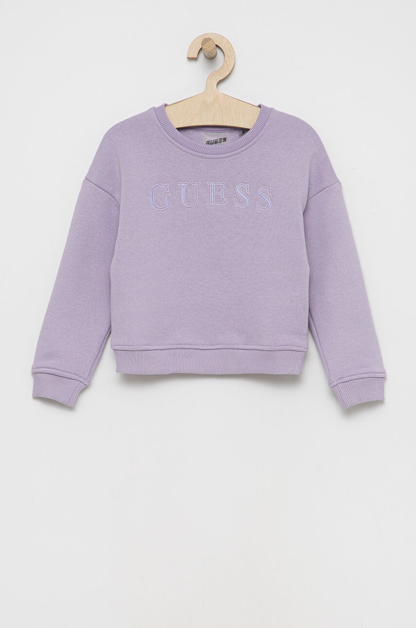 

Детски суичър Guess в лилаво с апликация, Виолетов