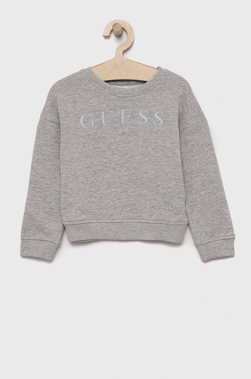 

Детски суичър Guess в сиво с апликация, Сив