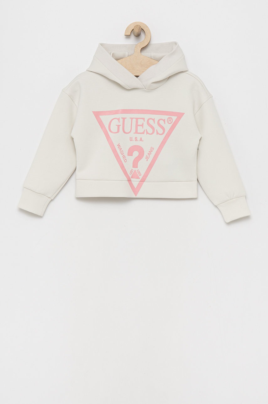 

Детски суичър Guess в бяло с принт, Бял