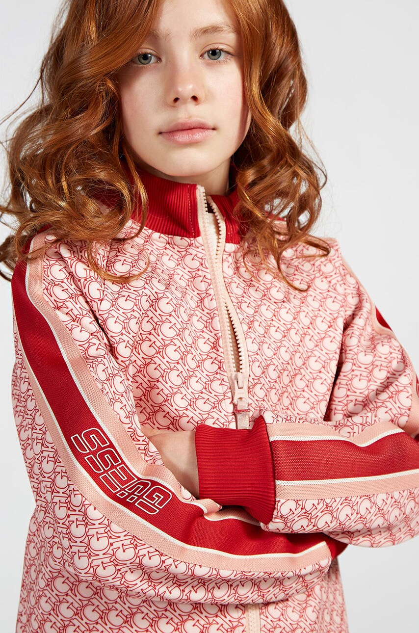 

Детски суичър Guess в червено с десен, Червен